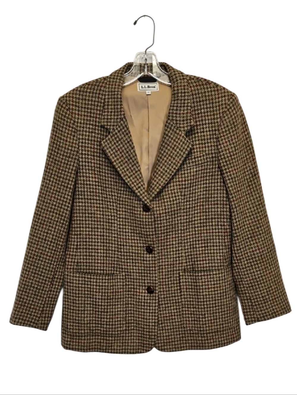 L.L.Bean Womens Wool Blend  Houndstooth Jacket, Size 10